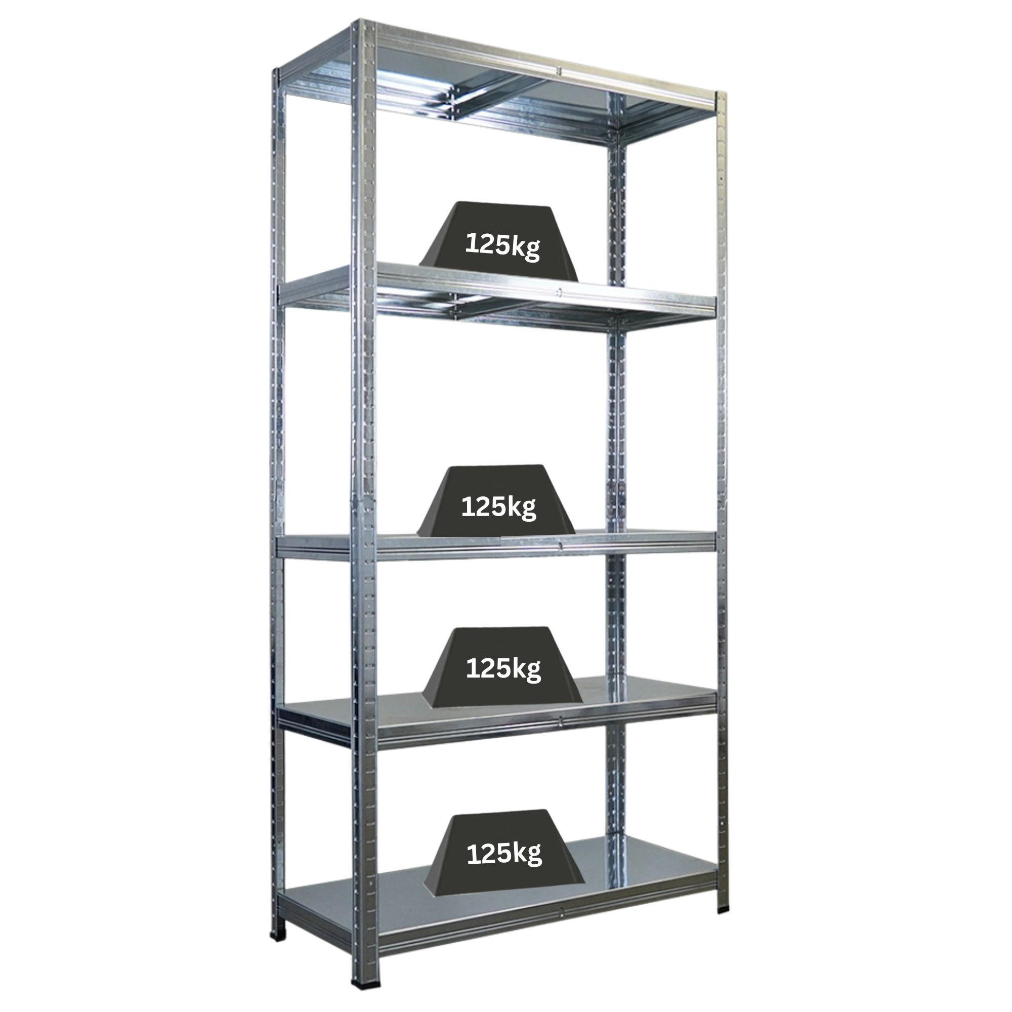 SCHWERLASTREGAL Ragnar für Gesamtlast 625kg 180x90x40 5 Stahlplatten-Ebenen Verzinkt - Schwarz, Metall (90/180/40cm) - PROREGAL