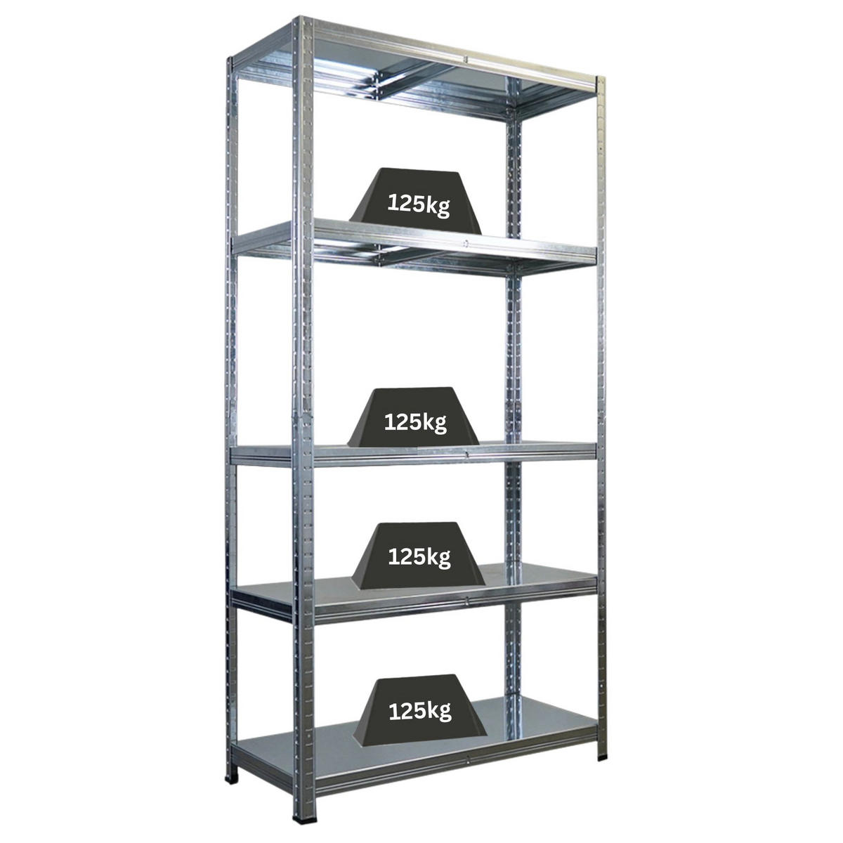 SCHWERLASTREGAL Ragnar für Gesamtlast 625kg 180x90x40 5 Stahlplatten-Ebenen Verzinkt - Schwarz, Metall (90/180/40cm) - PROREGAL