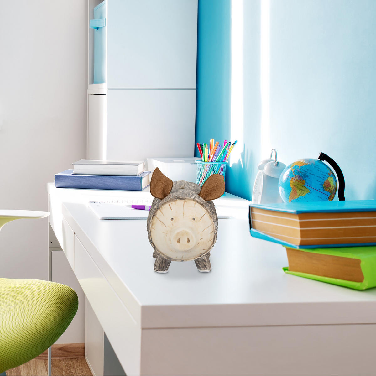 SPARSCHWEIN - Multicolor, Kunststoff/Stein (9/13/16.5cm) - Relaxdays