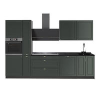KÜCHENZEILE Fame-Line, Grün-Gold Landhaus/Anthrazit, 310 cm ohne Arbeitsplatte - Anthrazit/Grün, Holzwerkstoff (310/206.8/51.6cm) - Vicco