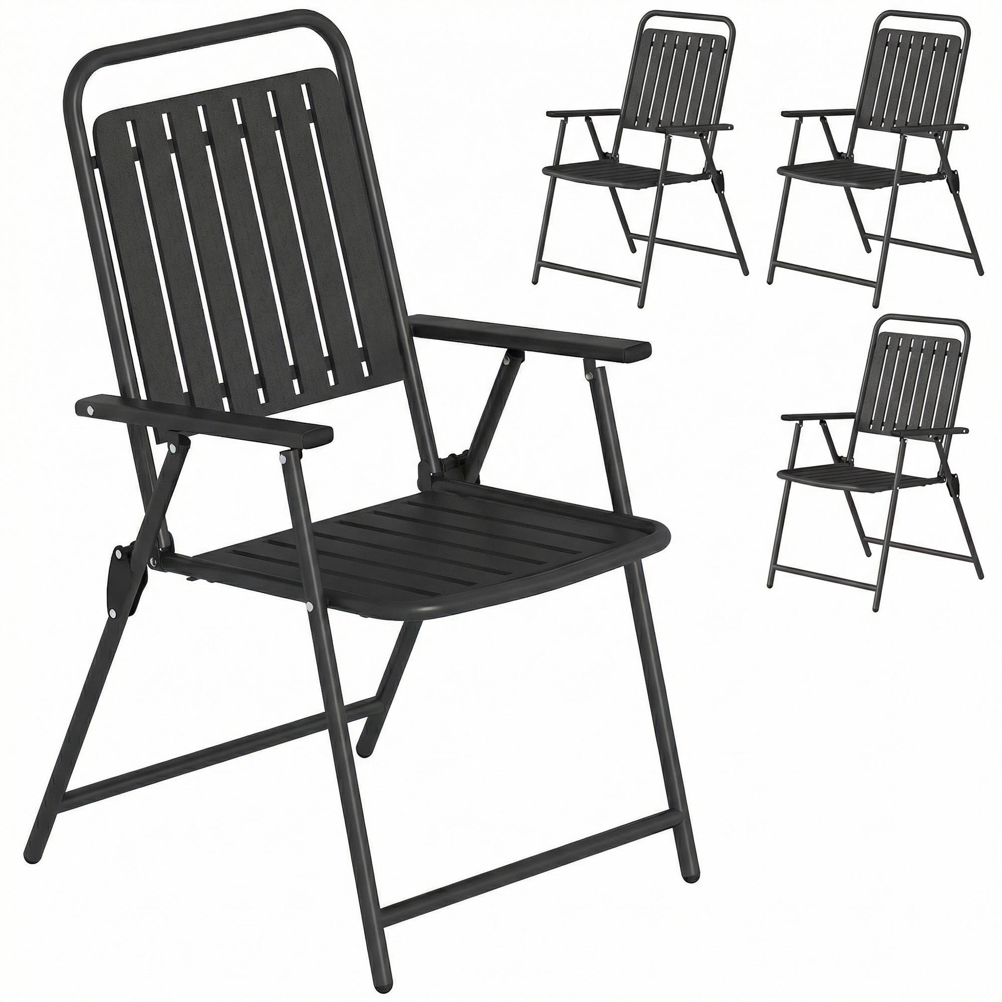 KLAPPSESSEL Schwarz 4 Stück - Schwarz, Metall (55/93/63cm) - GiPP