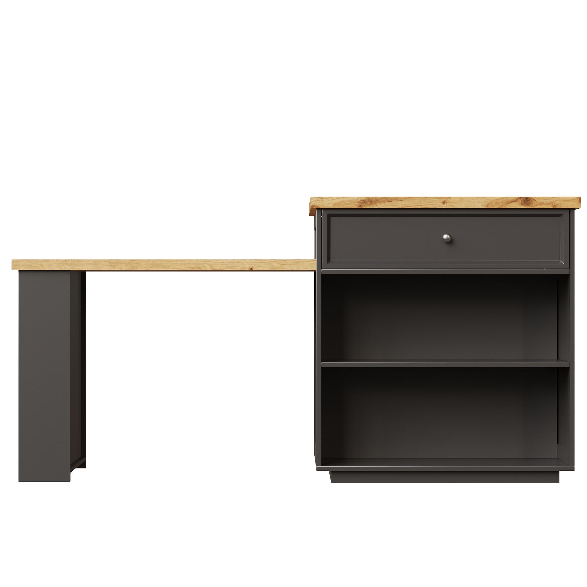KÜCHENINSEL 120-184/70/94 cm Schwarz mit 4 Schubladen und Rollen - Schwarz, Holz (70/94/184cm) - Oxeza