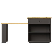 KÜCHENINSEL 120-184/70/94 cm Schwarz mit 4 Schubladen und Rollen - Schwarz, Holz (70/94/184cm) - Oxeza
