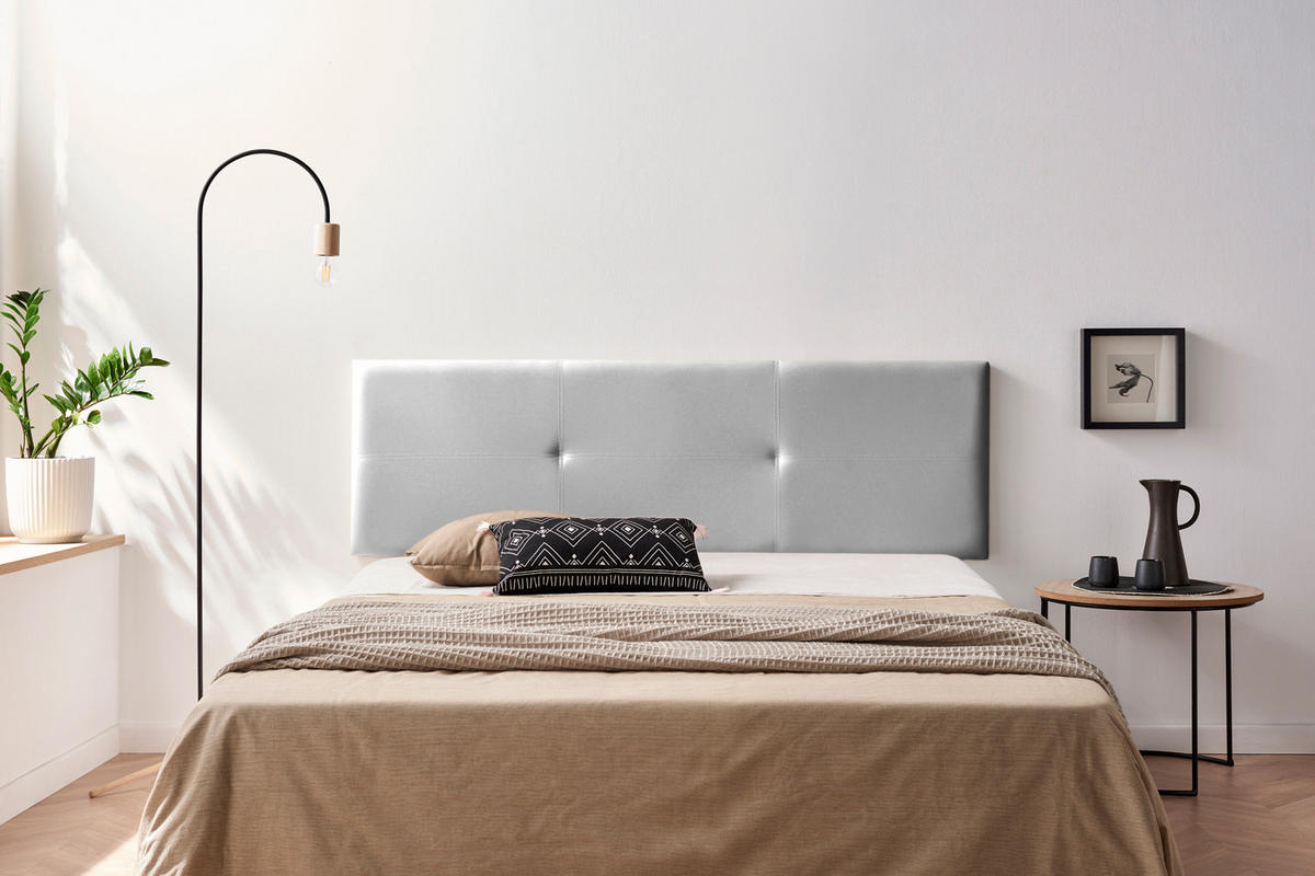 KOPFTEIL gepolstert ALMA Kunstleder 100x50x5 cm - Silber - Moonia - Silberfarben, Holz (100/5/50cm)