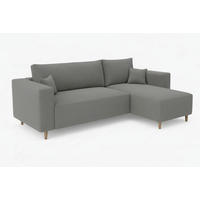 ECKSOFA RIO mit Schlaffunktion und Bettkasten, Farbe: Grau, Cordstoff, Ottomane Universal - Grau, Textil (249/142cm) - Marpur