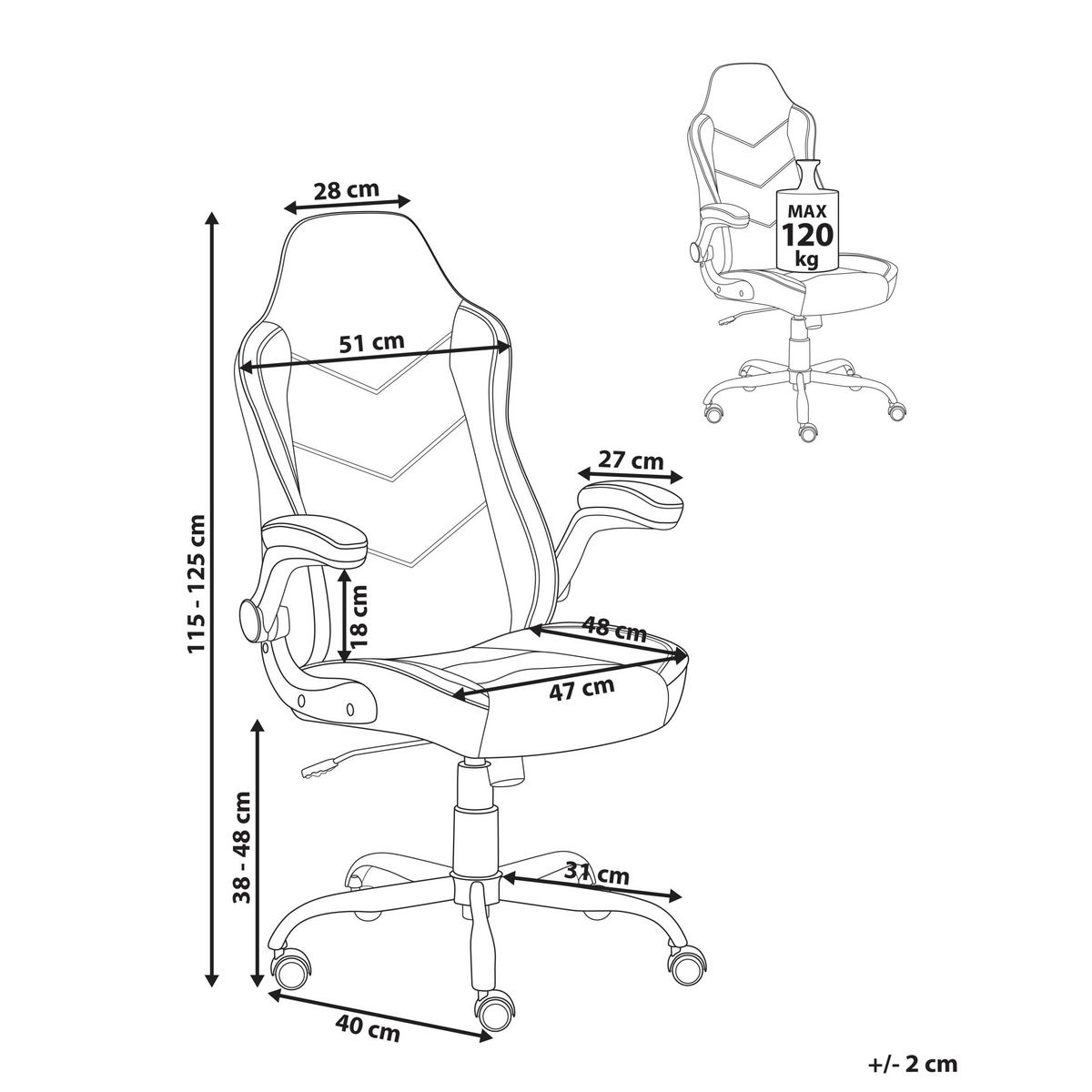 BÜROSTUHL Schwarz Triumpher - Schwarz, Kunststoff (51/115/51cm) - Beliani