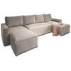 WOHNLANDSCHAFT ASPRA Beige Kordstoff mit Schlaffunktion - Beige, Holz (295/85/140cm) - MASSENO
