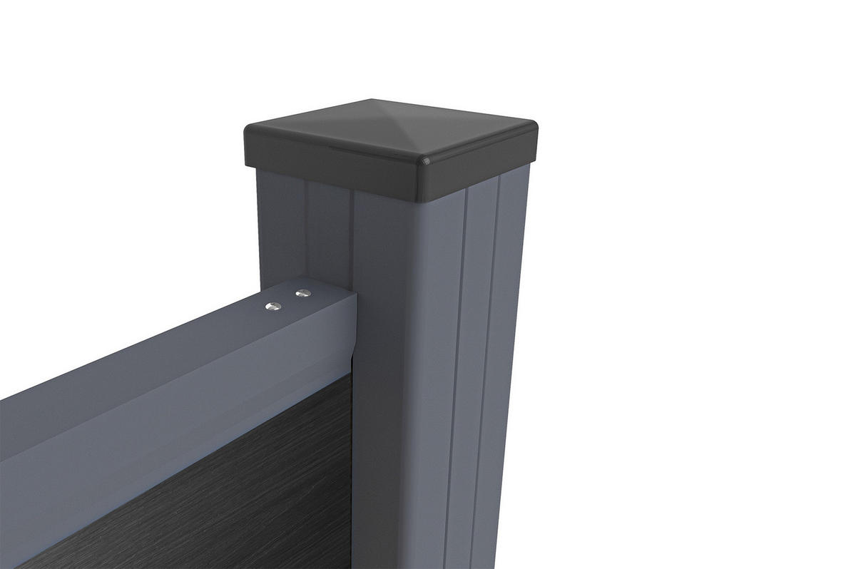 ERWEITERUNGSSET für Verbundzaun 2 m STOCKHORN H. 150 cm auf Sockel, grau - Grau, Holzwerkstoff (200/150cm) - Casanoov