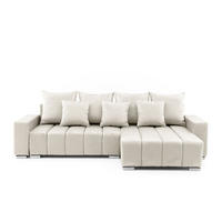 ECKSOFA Piano L Rechts mit Schlaffunktion 137x234 Velours Creme - Silberfarben/Creme, Holz/Textil (178/278cm) - Muffo