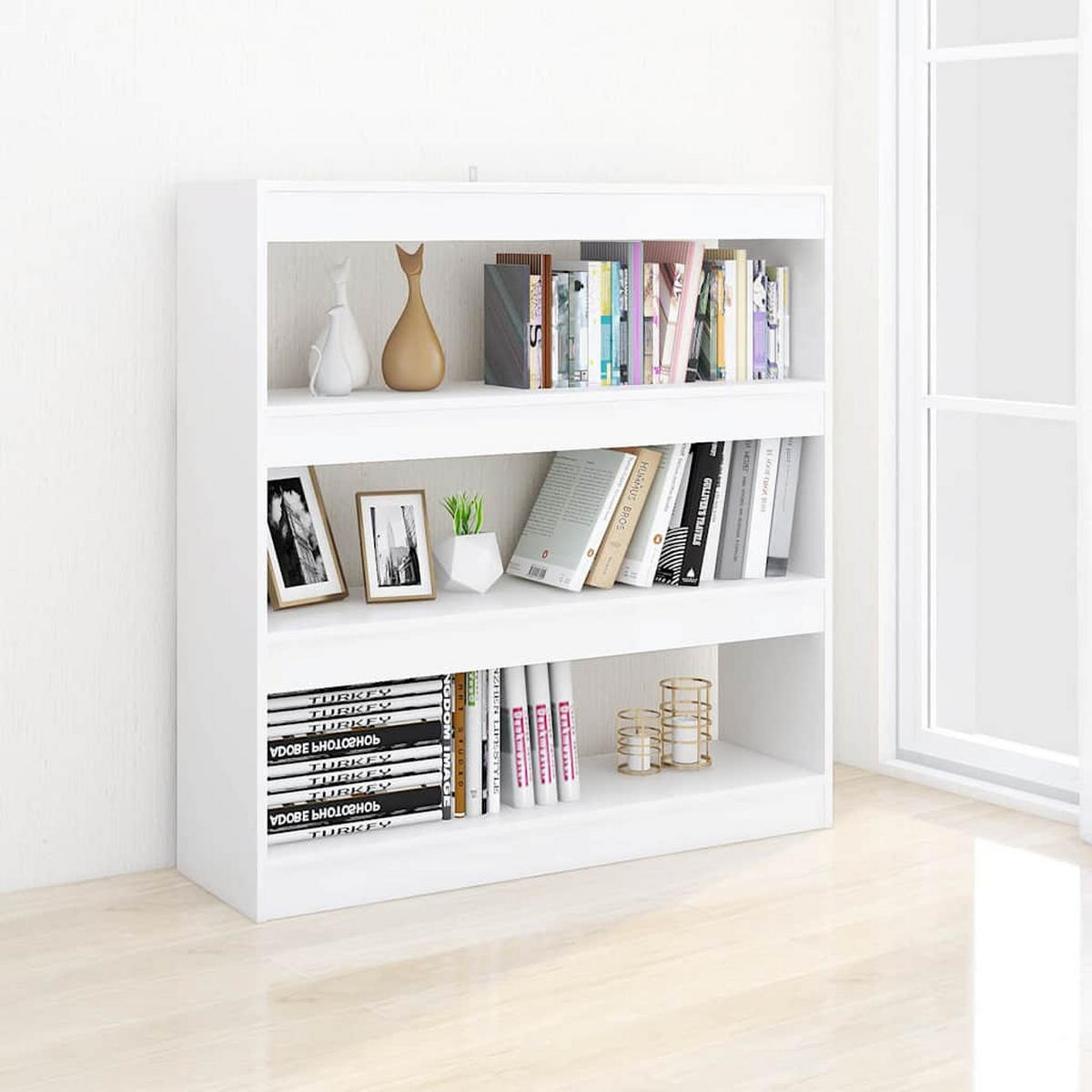 BÜCHERREGAL/RAUMTEILER Weiss 100/30/103 Cm - Weiß, Holzwerkstoff (30/103/100cm) - vidaXL