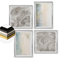 WANDBILDER 4er Set - 50x50 cm & 40x60 cm Silberner Rahmen - Zarte Aquarellkartons - Silberfarben, Kunststoff (50/50cm) - ArtPrintCave
