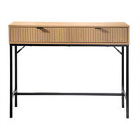 KONSOLE 2 Schubladen Front Effekt Holz mit Rillen - L100 x H80 cm - Eschefarben, Holzwerkstoff (41/35/80cm) - Calicosy