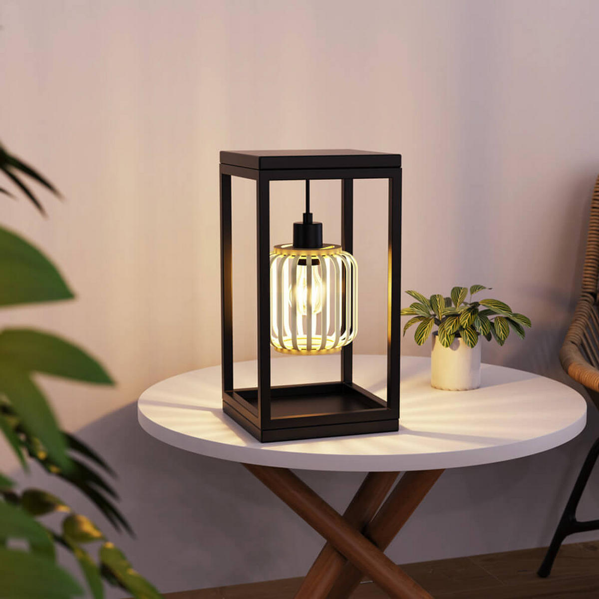 TISCHLAMPE ZITA - Schwarz, Tischlampe - Schwarz, Holz/Metall (22/22/42cm) - Home Deluxe