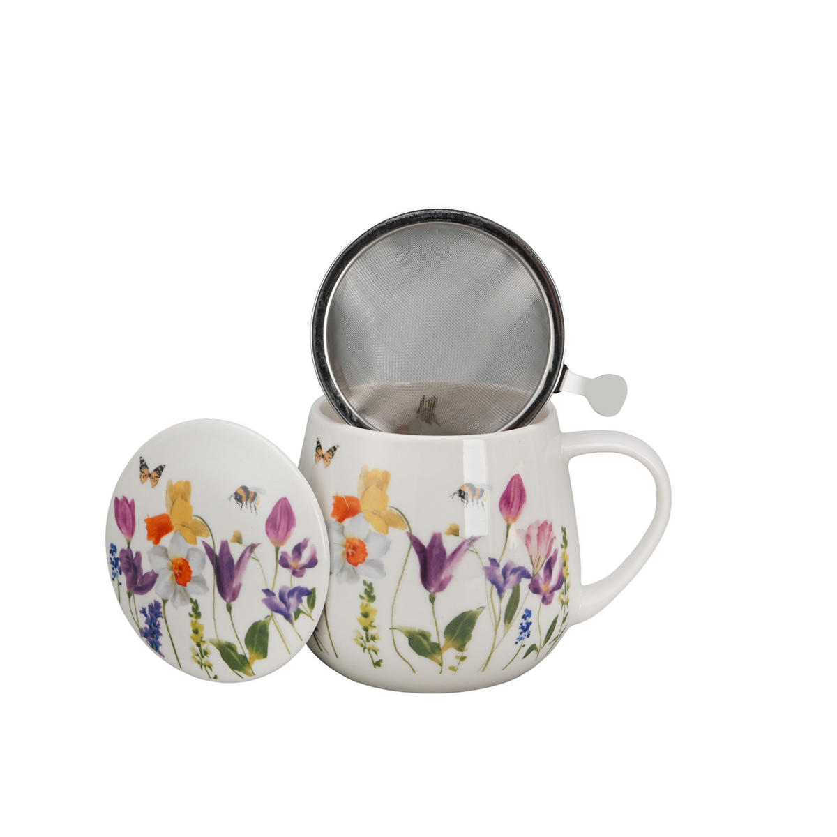 TEETASSE mit Sieb in Fassform MAY - Weiß, Keramik (0.43L) - DUO PORCELAIN