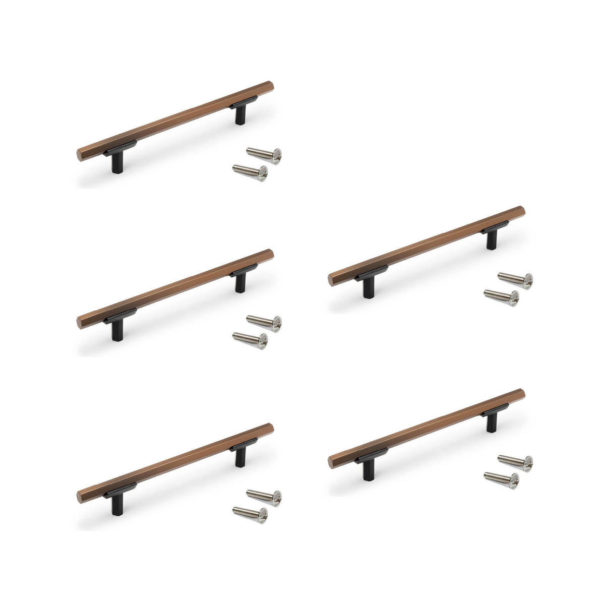 MÖBELGRIFFE Riad, L168mm, 128mm Achsenabstand, Aluminium, Bronze 5er-set - Bronzefarben, Metall (12/4/20cm) - EMUCA