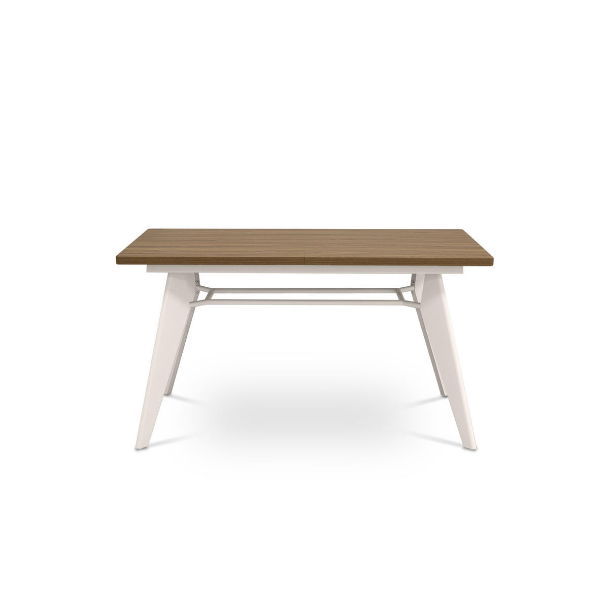 ESSTISCH ausziehbar 140/180cm Metallbeine Beige und Tischplatte Nussbaum-Optik Meloe - Beige/Nussbaumfarben, Holzwerkstoff/Metall (90/140/76cm) - Sicaan