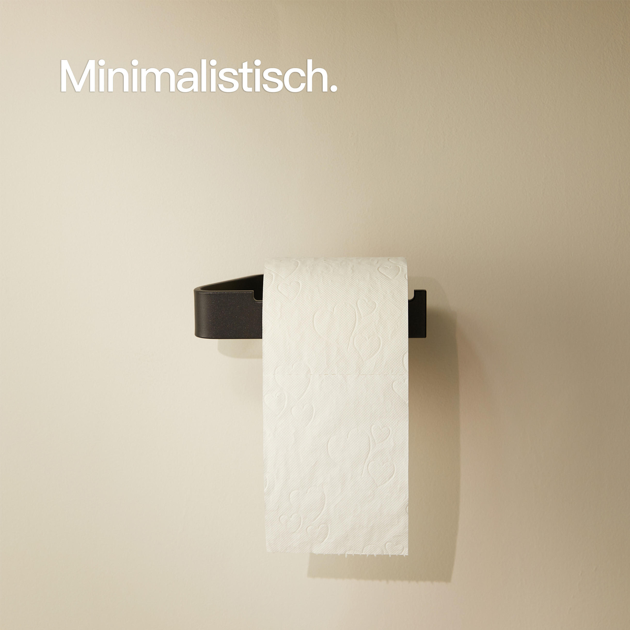 TOILETTENPAPIERHALTER OHNE BOHREN ohne Ablage Schwarz - Schwarz, Metall (17/4/8cm) - Designfabrik Hamburg