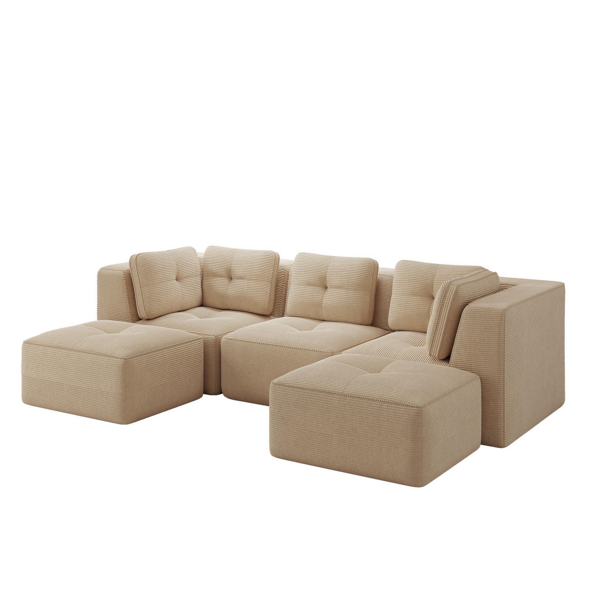 ECKSOFA modular 74 cm Sitztiefe Cord Beige - Beige, Kunststoff (177/69/297.1cm) - Meubliv