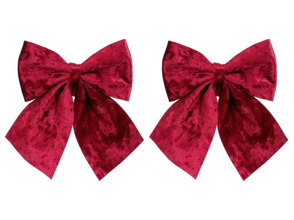 WEIHNACHTSSCHLEIFEN 2er-Set Schleife rot 20 × 24 cm - Rot, Kunststoff (24cm) - LAALU