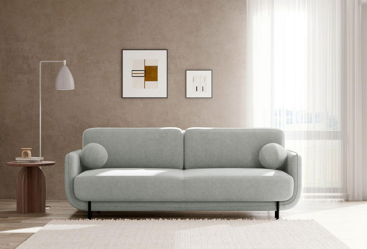 SCHLAFSOFA Ovals Hellgrau - Hellgrau/Schwarz, Textil/Metall (236/95/96cm) - Selsey