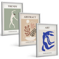 BILDER SET 3er Set - 40x60 cm Silberner Rahmen - Matisses stilvolle Pflanzenfiguren - Silberfarben, Kunststoff (40/60cm) - TULUP