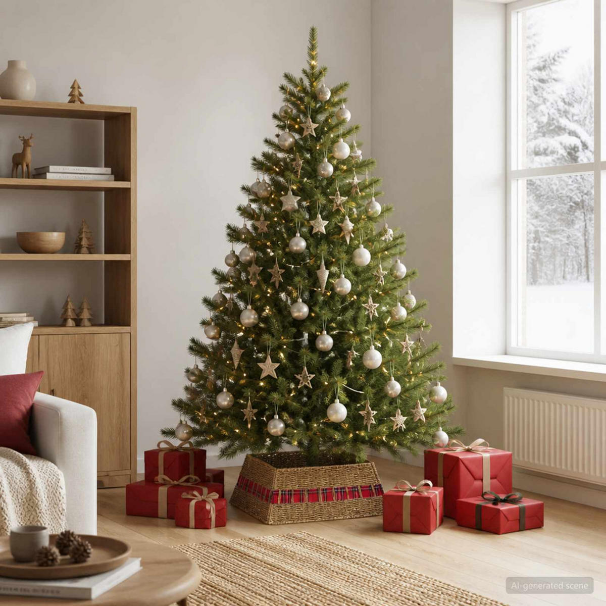 WEIHNACHTSBAUMKRAGEN 70/70/28 cm Braun Seegras - Braun, Naturmaterialien (70/28/70cm) - vidaXL