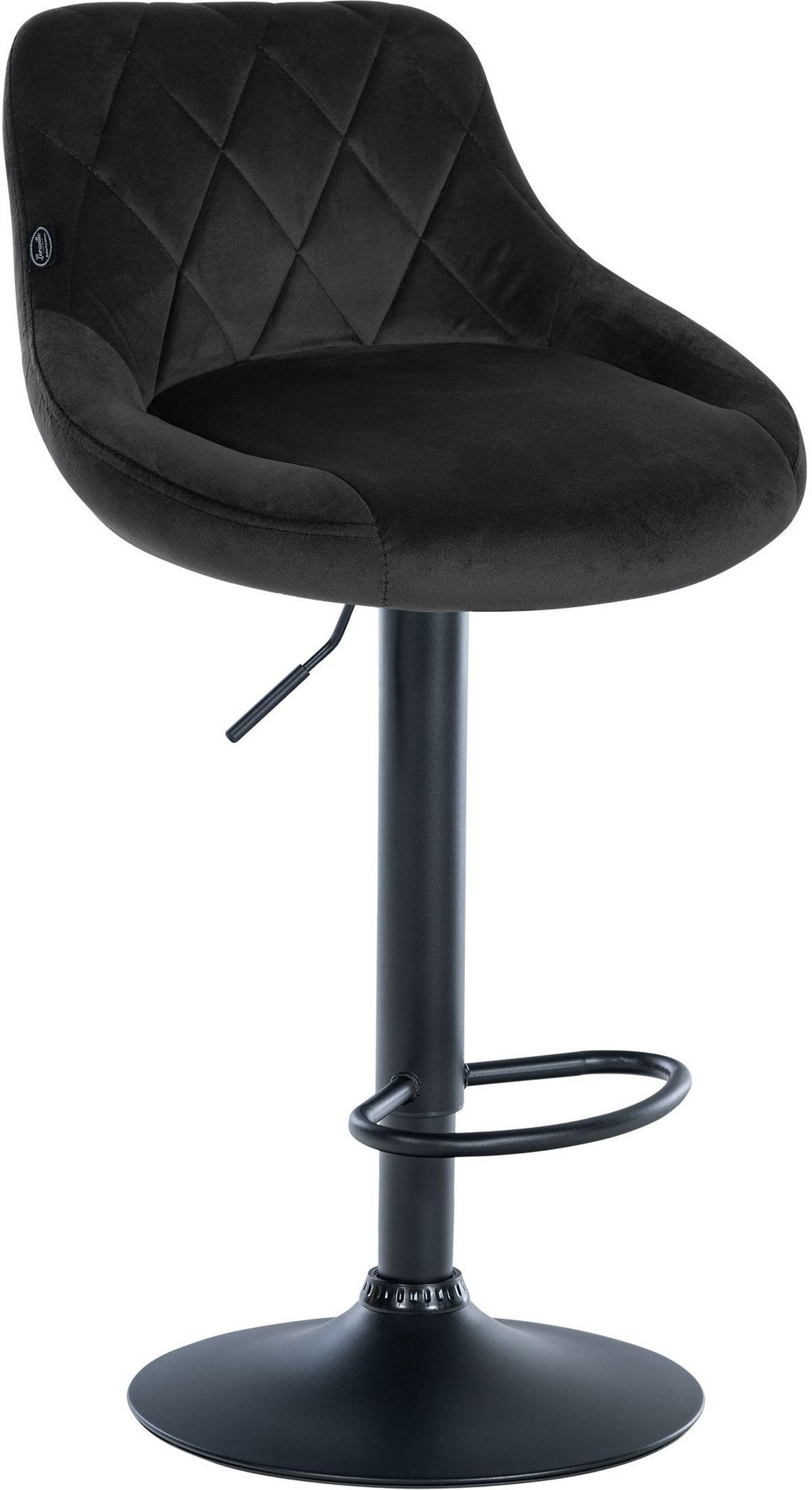 BARHOCKER 2er Set Samt schwarz - Schwarz, Textil/Metall (46/83/49cm) - CLP
