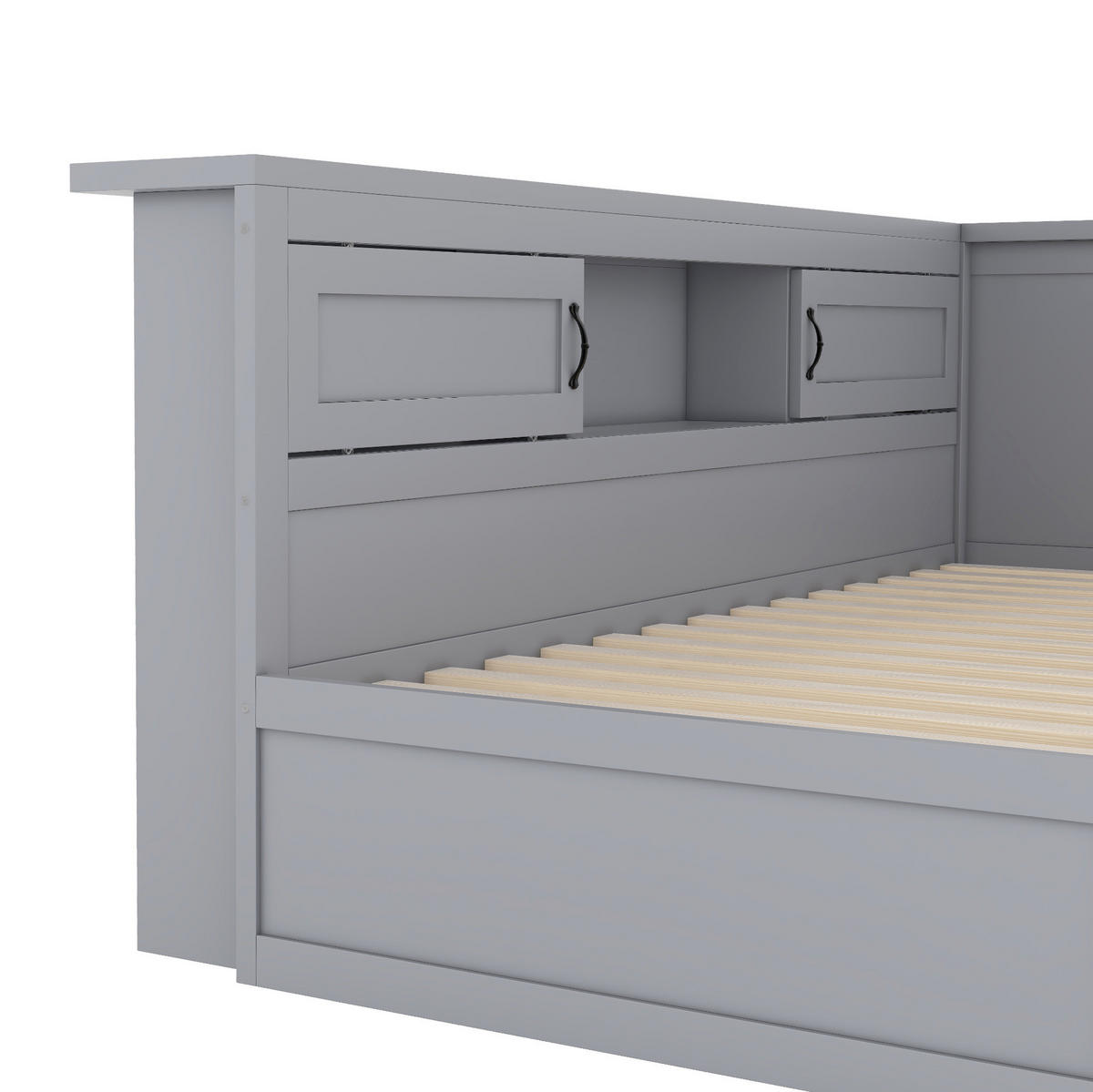 MULTIFUNKTIONSBETT 90/200 cm grau mit LED-Beleuchtung und ausziehbarem Bett - Grau, Holzwerkstoff (90/200cm) - OKWISH