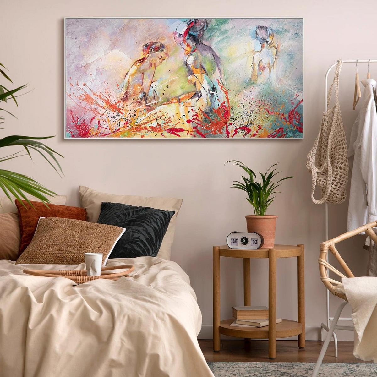GEMÄLDE Heißer Sommer Schattenfugenrahmen Weiß 200x100 cm - Weiß, Holz (200/100cm) - YS-art gallery