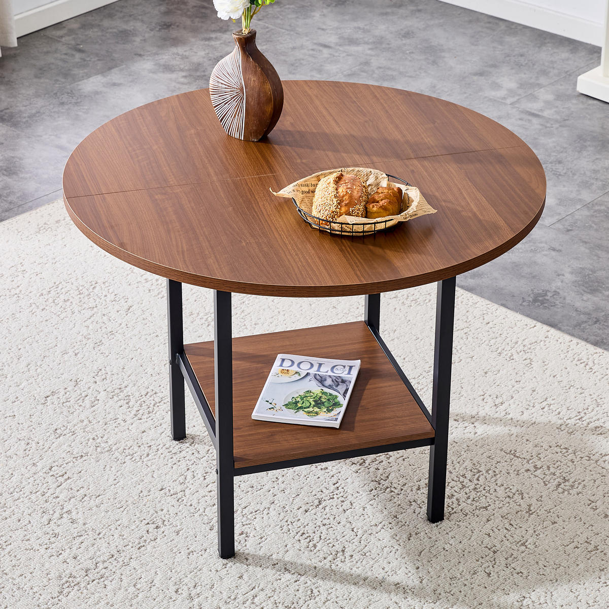 ESSTISCH 100/100/77 cm walnuss aus MDF mit Ablage - Walnussfarben, Holzwerkstoff (100/100/77cm) - OKWISH