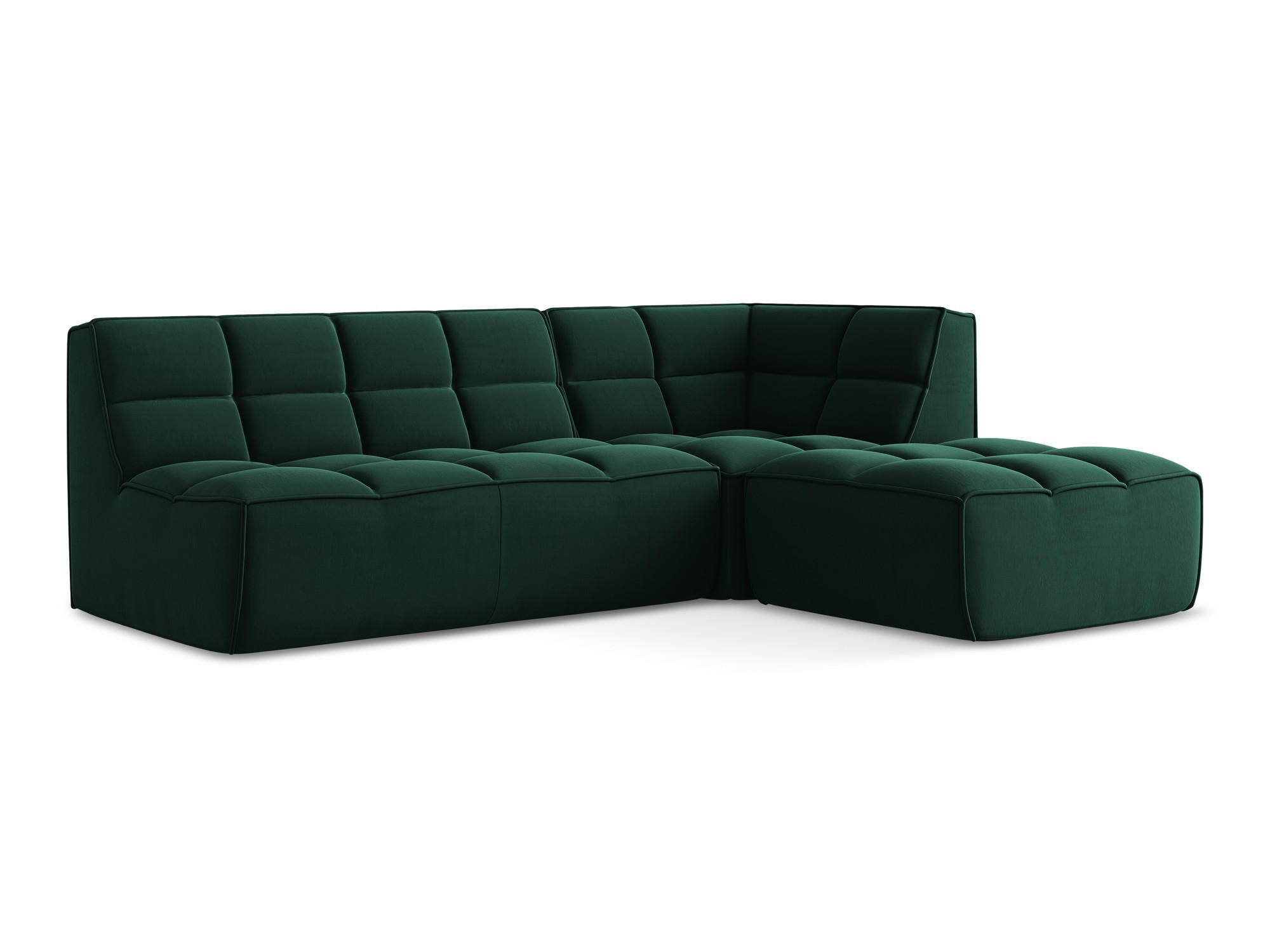 ECKSOFA Beidseitig Samt Stoff Grün - Dunkelgrün/Schwarz, Kunststoff/Textil (258/178cm) - Makamii