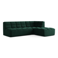 ECKSOFA Beidseitig Samt Stoff Grün - Dunkelgrün/Schwarz, Kunststoff/Textil (258/178cm) - Makamii