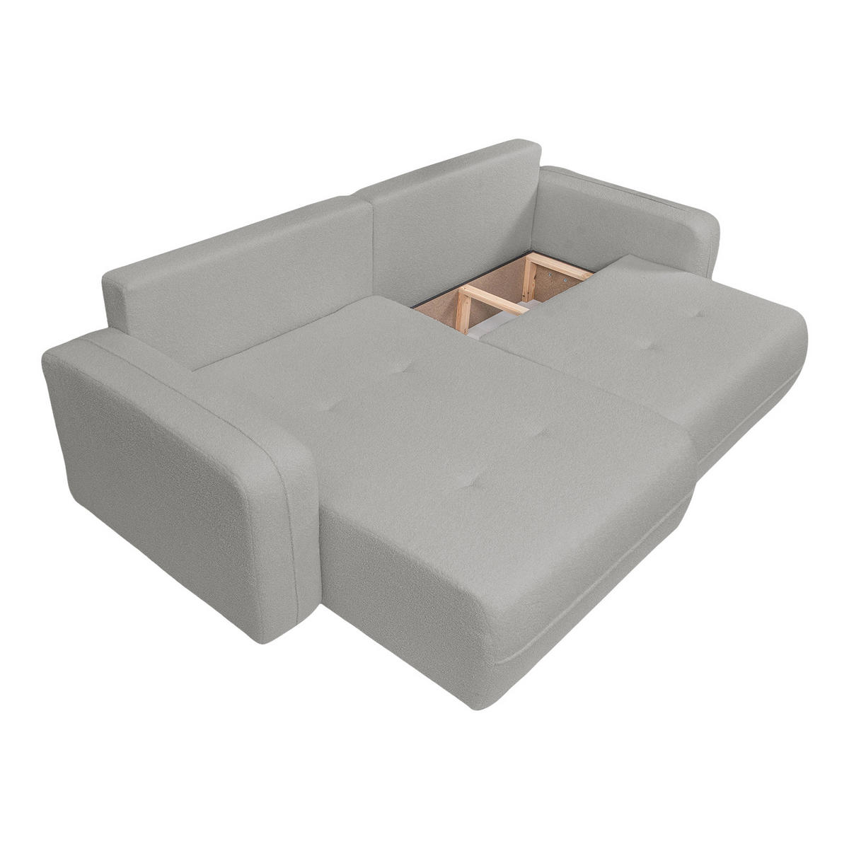 ECKSOFA Oreo L-Form Mit Bettkasten Und Schlaffunktion Quelle-Stoff Grau Rechts - Grau, Holz (247/143cm) - Kaiser Möbel