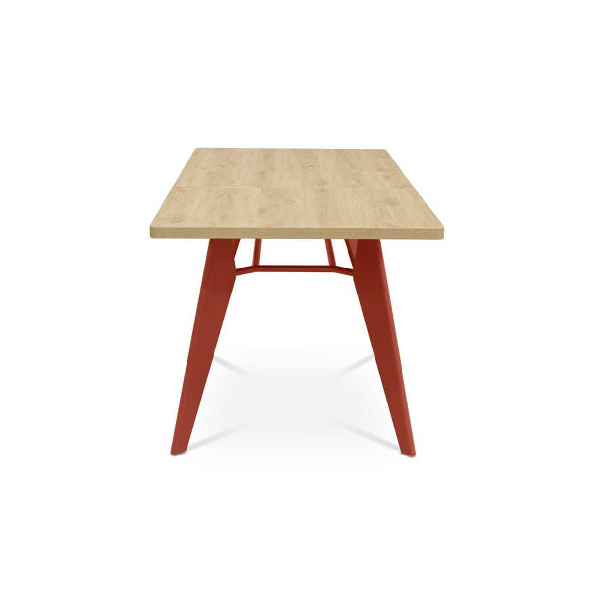 ESSTISCH ausziehbar 140/180cm Metallbeine Terracotta und Tischplatte Eiche-Optik Meloe - Eichefarben/Terracotta, Holzwerkstoff/Metall (90/140/76cm) - Sicaan