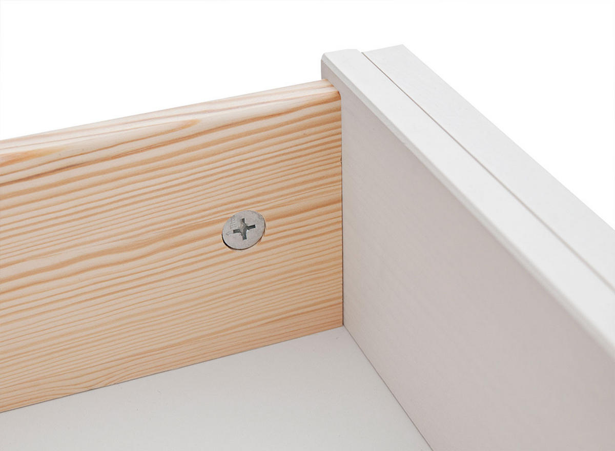 LOWBOARD Belluno Elegante Kiefer weiß (RAL9010) lackiert 111 / 53 / 53cm - Weiß, Holz/Metall (111/53/53cm) - Feldmann-Wohnen