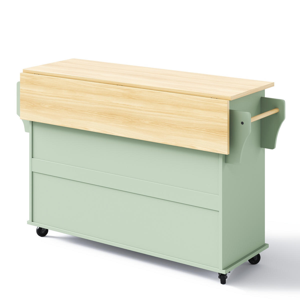 KÜCHENINSEL 120 cm MDF Antikgrün mit Ausziehbarer Arbeitsplatte und Gewürzregal - Pastellgrün, Holzwerkstoff (70/92/136cm) - Korfee