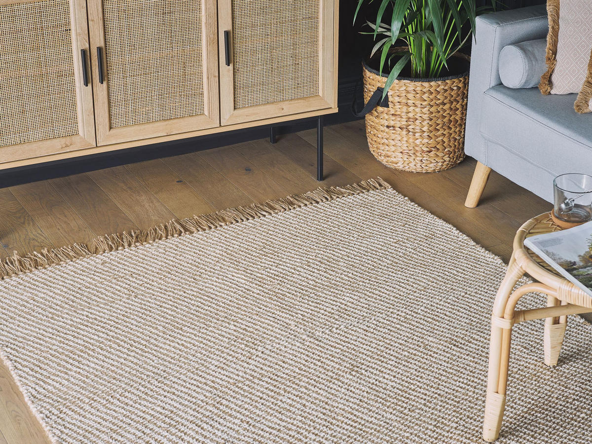 KURZFLOR-TEPPICH Aladag 200/140 cm - Beige, Naturmaterialen (140/200cm) - Beliani