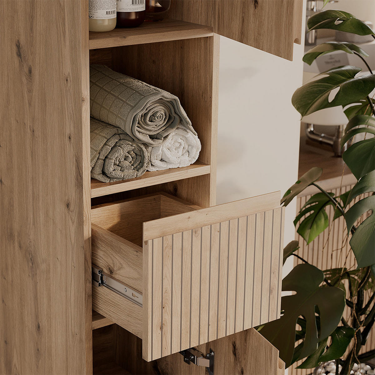 HOCHSCHRANK Takumi Artisan 30 x 181 cm mit 2 Türen - Hellgrau, Holzwerkstoff (30/181/35cm) - Vicco