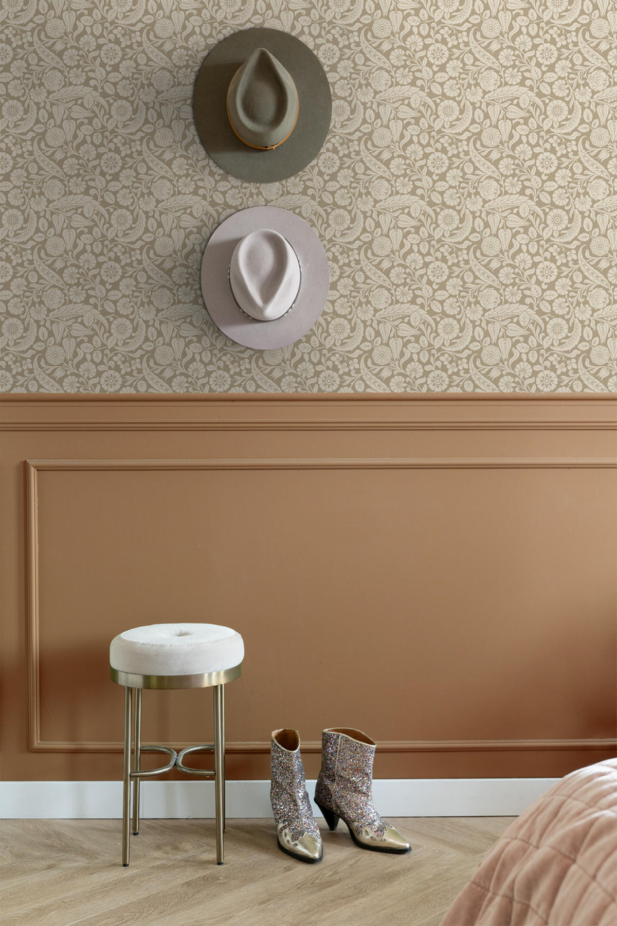 TAPETE Blumenmuster 50 x 900 cm - Beige, Papier (50/900cm) - ESTAhome