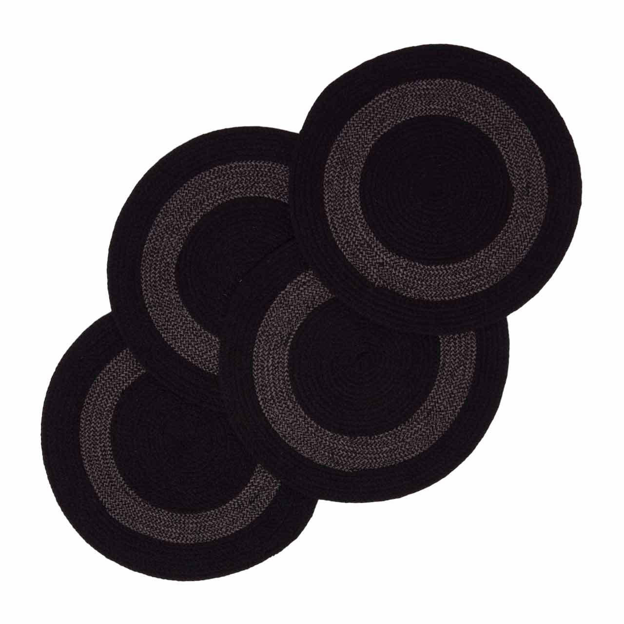 TISCHSET rund im 4er-Set 40 cm, schwarz-grau aus Baumwolle - Schwarz, Textil (40/40cm) - Homescapes