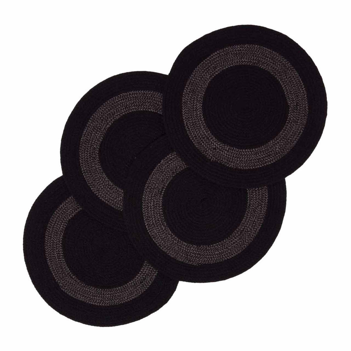 TISCHSET rund im 4er-Set 40 cm, schwarz-grau aus Baumwolle - Schwarz, Textil (40/40cm) - Homescapes
