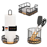 KÜCHENUTENSILIEN 3er Set, Metall, Bambus, schwarz - Schwarz, Metall (17.5/32.5/17.5cm) - bremermann