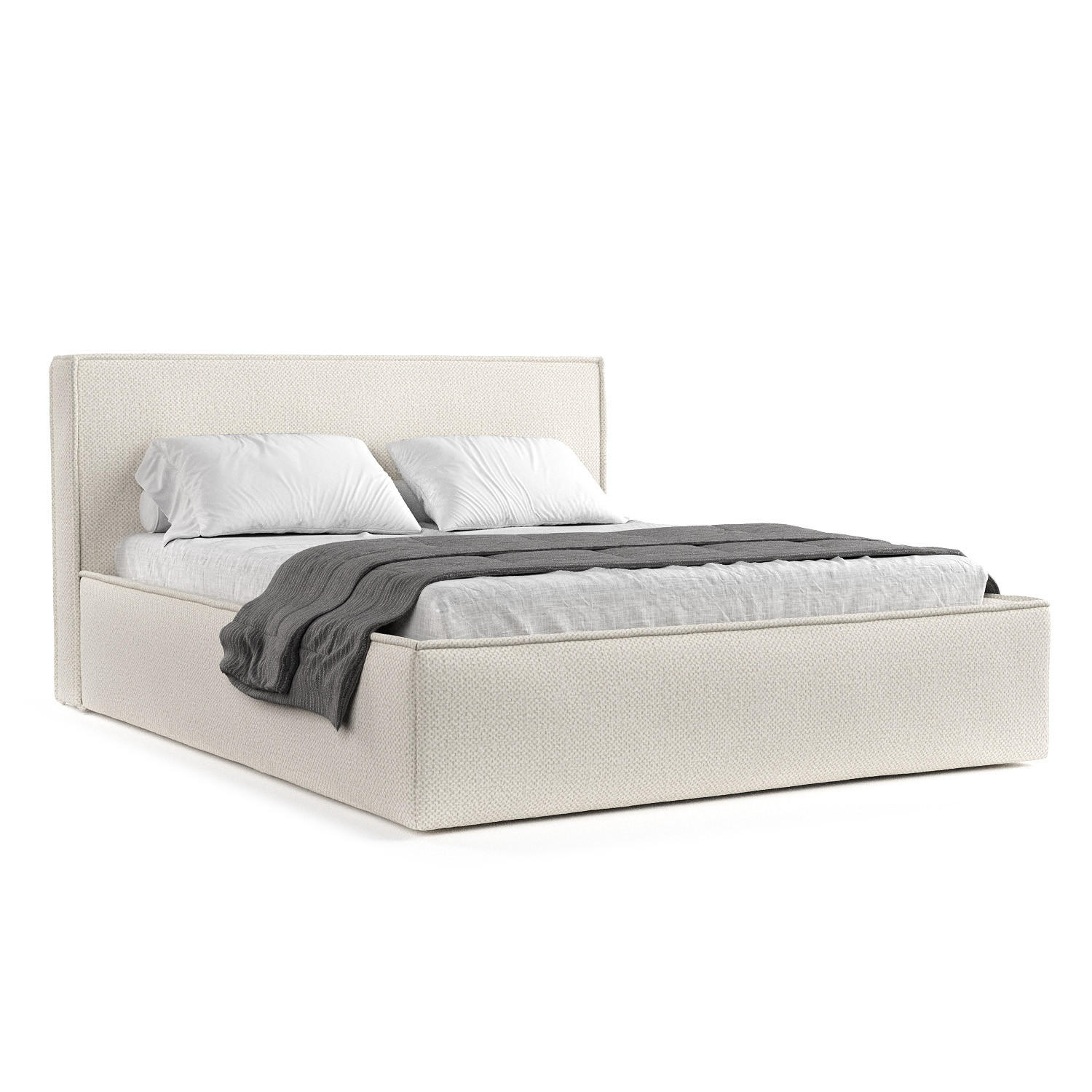 POLSTERBETT Lounge Beige 200/200 cm im Chenille-Stoff - Beige/Schwarz, Holz/Holzwerkstoff (200/200cm) - Maison de Reve