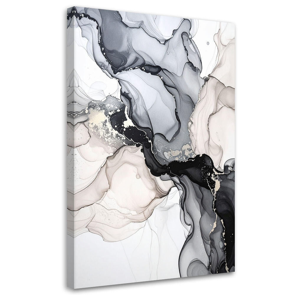 LEINWANDBILD Schwarz-Gold-Abstraktion 80x120cm - Schwarz, Textil (80/120cm) - Feeby