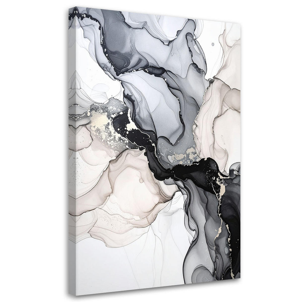 LEINWANDBILD Schwarz-Gold-Abstraktion 80x120cm - Schwarz, Textil (80/120cm) - Feeby