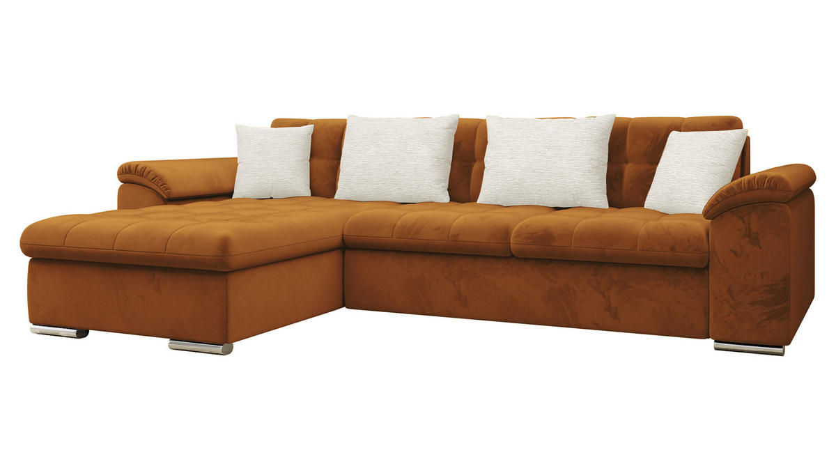 ECKSOFA Diana Premium, Seite: Links - Beige/Bronzefarben, Holz/Textil (280/160cm) - MIRJAN24