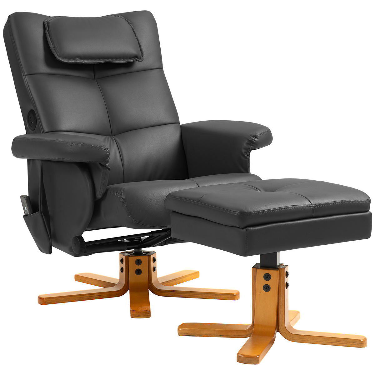 MASSAGESESSEL DE-15384 135° neigbar mit Staufach und Massagefunktion - Schwarz, Metall (78/93/86cm) - ComfortXL