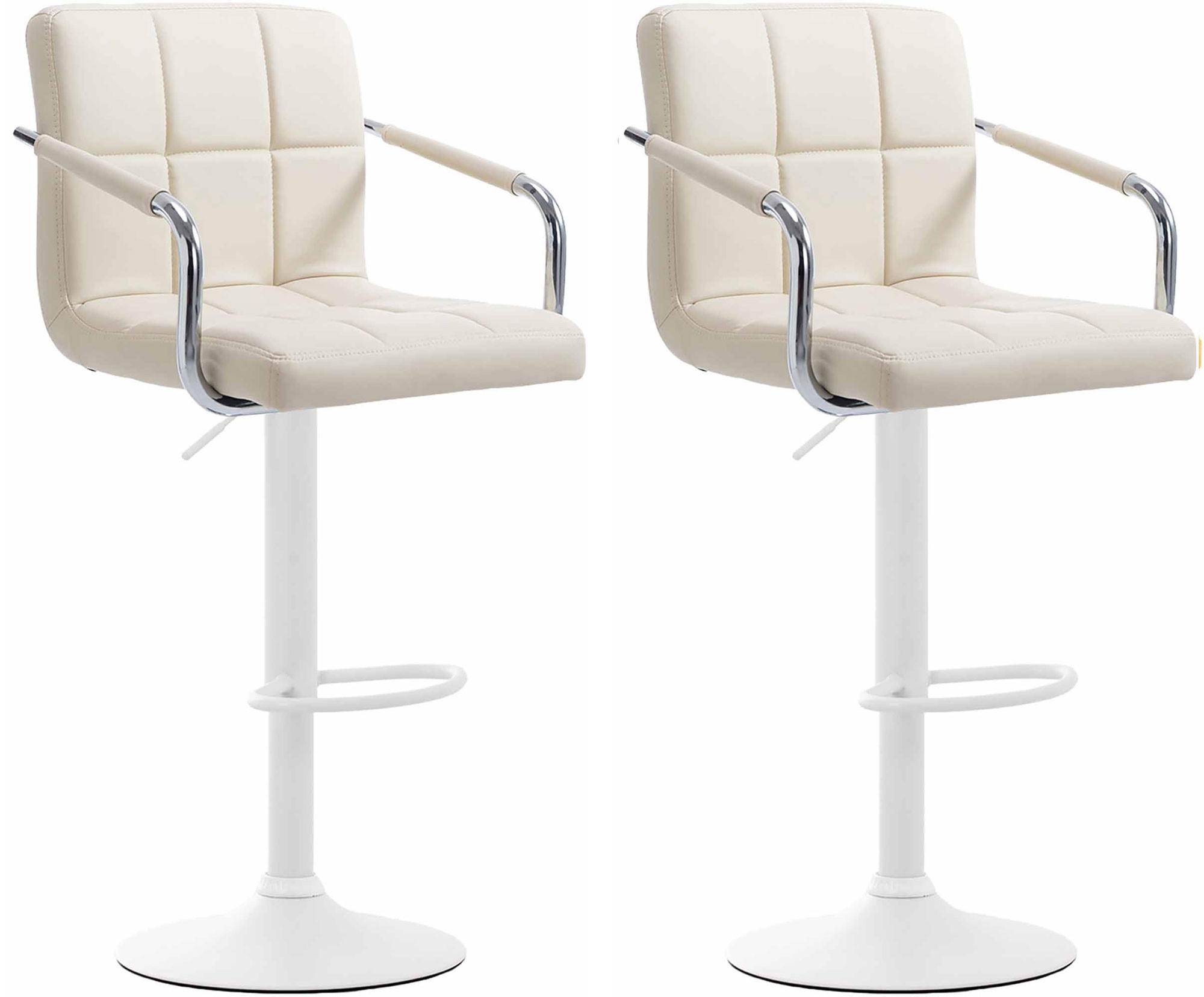 BARHOCKER 2er Set Lederlook Creme - Creme/Weiß, Textil/Metall (54/91/46cm) - CLP