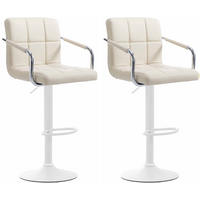 BARHOCKER 2er Set Lederlook Creme - Creme/Weiß, Textil/Metall (54/91/46cm) - CLP