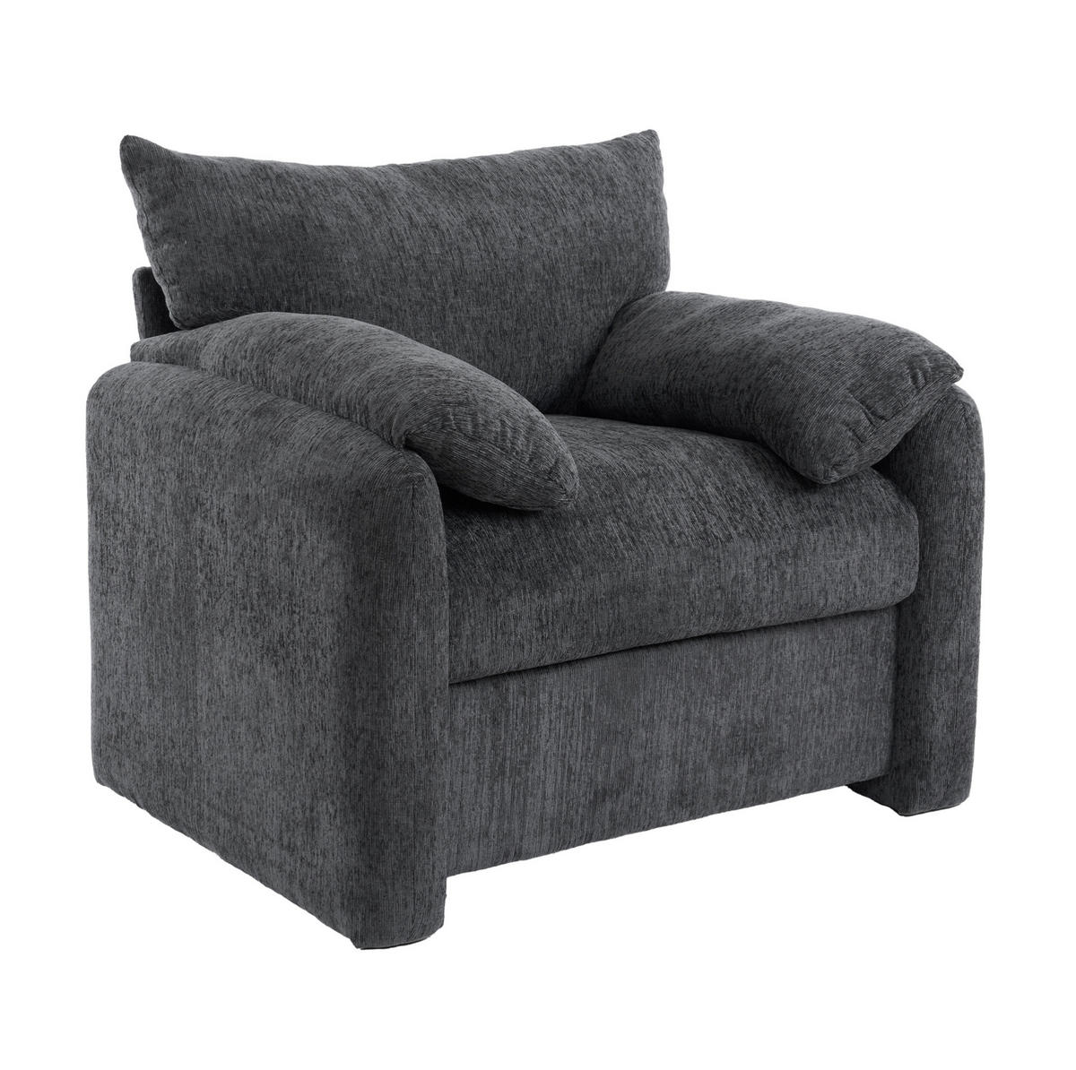 SESSEL 96/82/84 cm aus Chenille in Grau – bis 150 kg belastbar - Grau, Textil (82/84/96cm) - BEAOK